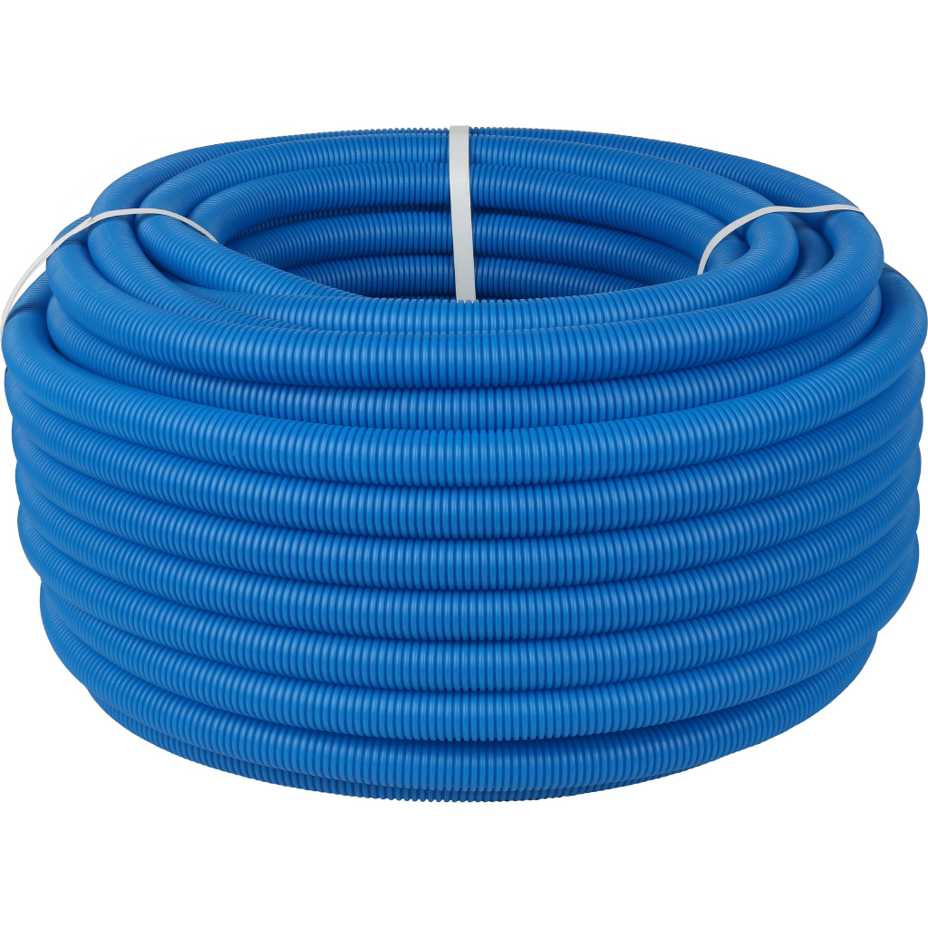 STOUT Труба гофрированная ПНД, цвет синий, наружным диаметром 32 мм для труб диаметром 25 мм